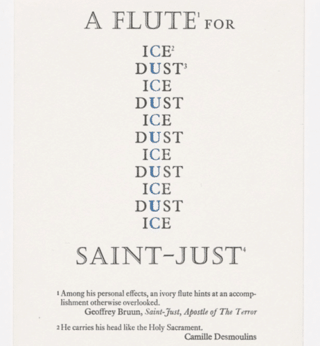 11. Ian Hamilton Finlay, A Flute For Saint-Just, 1983