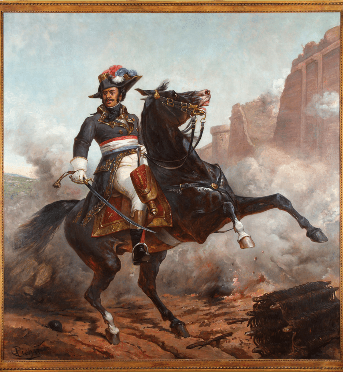 2. Olivier Pichat (1825-1912), Portrait équestre du général Thomas-Alexandre Dumas, huile sur toile, vers 1905