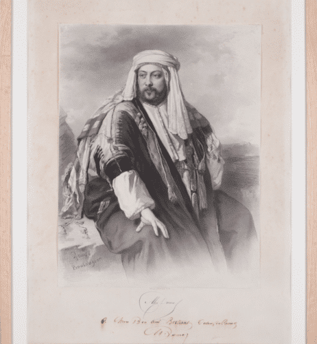 3. Emile Lassalle (1813-1871), Portrait d'Alexandre Dumas en costume du Caucase, lithographie d'après le tableau peint par Louis Boulanger, 1859