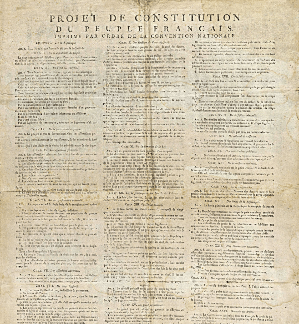 7. Projet de Constitution de 1793, affiche portant la signature imprimée de Saint-Just