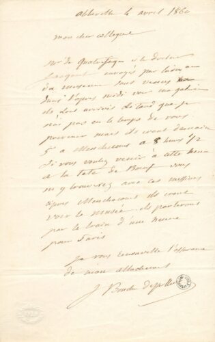 Lettre de Jacques Boucher de Perthes à Marcotte , 4 mars 1860